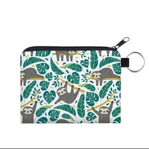 Sloth Coin Purse Sloth Print Key Ring Zip Top